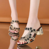 Fashion Water Drill Rough And Slippers Women's Summer High And Cool Drag 42 Yards New Diamond Set Hollow High And Cool