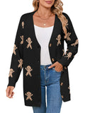 And Winter New Sweater Female Christmas Cartoon Embroidered Long Knitted Cardigan