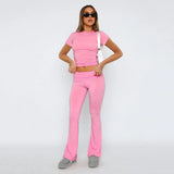 New Casual Wind Low-Rise Horn Pants Fashion Thin Solid Pants Set