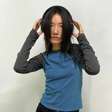 Vintage Raglan Long Sleeve Crop TopOutfit