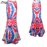 Women Summer New Long Skirt Flower Printing Charming Elastic High Waist Boho Saia Falda Female Maxi