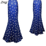 Women Summer New Long Skirt Flower Printing Charming Elastic High Waist Boho Saia Falda Female Maxi