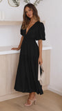 Zingj Years Leisure Fashion Trend Summer V Collar Waist Long Dress