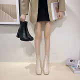 Boots Women 2025 New Spring And Autumn Single Boots Martin Boots Round Head Increases Waterproof Stations Naked Boots Coarse High