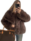 Imitation Fur Jacket Lady Loose Long-Sleeved Coat Toka Fox Hair In Autumn/Winter