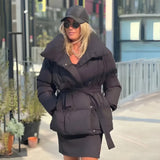 Three-Color Collar Warm Waist Women's Cotton Jacket Autumn And Winter Loose Collar New Fashion