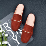 And Autumn Flat Bottom Bag Head Half Slippers Women Lazy Outside Wearing Casual Square Muller Single Shoe Size 41-44