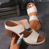 Dew A Word High-Heeling Slippers Women's New Coarse And Embossed Fashion Cool