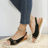 Fashion Fish Mouth Women Sandals Large-Size Buckle Pine Cake Thick-Soled Beach Sandals