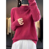 And Winter Yang Sweater Knitted Jersey Outside Wearing Lazy Wind Senior Women's Half-High Collar