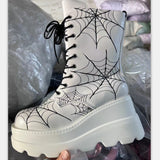 2025 New Martin Boots Goth Slope And Thick Bottom Spider Web Short Boots Women's Size