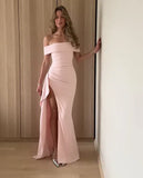 Summer New Shoulder-Opened Women's Temperament Evening Dress