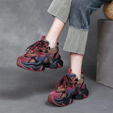 Old Dad Shoes Tide Spring And Summer Thick-Soled Shoes Small Retro Leather Leather Match Sports Casual