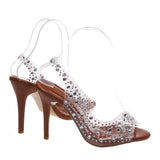 Water Drill High-Heeled Toe Sandals Women's Pointed After The Sharp Head With Crystal Fish Mouth Fashion