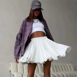 Ruffles Solid Elastic Waist Mini Skirt- Outfit