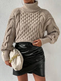 And Winter Jacket High-Necked Long-Sleeved Knitted Shirt Women's Threads Solid Color Loose Sweater