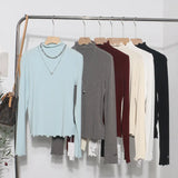 High-Necked Bottomed Shirt Women's Autumn And Winter New Bow Embroidery Inside The Top Of The Jacket T-Shirt