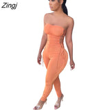Off Shoulder Women Jumpsuit Pleated Fitness Streetwear Sleeveless Party Night Long Romper Women Jumpsuit