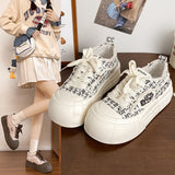 White Shoes Women In The Autumn And Winter Of 2025 New Round Head Thick Soles Raised With Large Head Bread Shoes With Canvas