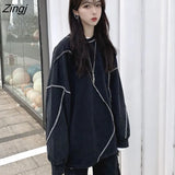 Hat Hoodies Harajuku BF Style Black Hip-hop Chic Teens Sweatshirts Autumn Trendy All-match Daily Simple Womens Streetwear