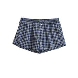 Women's Clothing 2025 Summer New Simple High-Waisted Loose Leisure Lattice