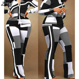 Print Long Sleeve Jacket Two Piece Pants Sets 2023 Women Winter Clothes Outfit Streetwear 2 Piece Set Joggers