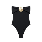 New Metal Collar Repair Body One-Suit Swimsuit