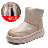 Cow Skin Thick Bottom Plus Velvet Warm Lamb Velvet Snow Boots Women's Shoes Winter New Retro Boots Age-Old Cotton