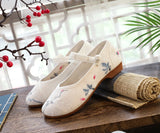 Zingj Cloth Shoes Women's Shoes Embroidered Shoes Low Heel One-Word Button Summer Women's Singles