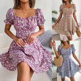 Wind Shooting 2025 Spring And Summer Temperament Broken Flower Tie With Waist Swing Dress Women's