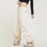 Zingj Cargo Pants Female 2024 New Spring Functional Casual Pants Multi-Pocket Versatile Straight Wide Leg