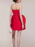 High-End Women's Sexy Breasted Dress Skirt Big Flower Decorative Temperament Dress Dress Banquet Dress Dress Dress Dress Dress