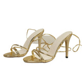 Gold-Footed Rings With High-Heeled Sandals Women Round Head Thin Heel Thin Fashion