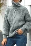 Autumn Winter Women Turtleneck Sweater Loose Short Elegant Warm Knitted Pullovers Fashion Solid Tops Knitwear