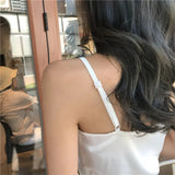 Summer Satin Crop Top Women Camis Roupas Silk Off White Lace Tops Female Camisole Black Halter T-shirts Basic Woman