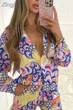 2pcs Beach Styles Satin Sets Women Fashion Scenery Pattern Button-down Shirts and Shorts 2023 New Summer Casual