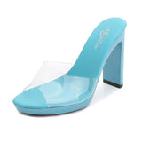 Zingj New Korean Version Of The Runway Show Model Shoes Fine Heel Sexy Black Waterproof Table 11CM High Heel Sandal Female