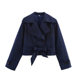 Tie With Long-Sleeved Wind Coat Jacket Top 2025 Spring And Autumn New