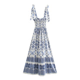 Women's New Blue Print Sling Dress