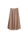 Xixi 2025 Autumn New Temperament Commute High-Waisted Half-Body Skirt PU Folding A-Skin Skirt