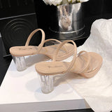 Women's Summer High Heel New 2025 Fish Mouth Waterproof Table Thick-Soled Cool Slippers Women's Coarse Heel Heel Fashion