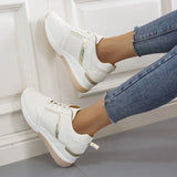 Leisure Thick-Sed Airable Sneakers Women's Slope Heel With Mesh Color Panel Shoes