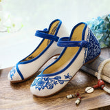 Zingj Style Embroidered Cloth Shoes Low Heel Plate Buckle Women's Single Shoes Dance Shoes Beef Tendon Sole Cloth