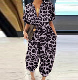 Leopard Print Retro Short-sleeved Button Casual