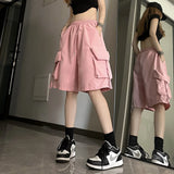 Zingj Shorts Female 2024 Summer New Thin Money Outside Wear Wide Legs Casual Show Thin Speed Dry Cargo Pants Five