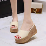 Women's Summer New Fashion Wear Thick Bottom Height Korean Version Of Outdoor Slope And A Word Cool Slippers Female