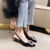 Bag Head Sandals Women 2025 Summer New Fashion Pointy Water Drill Buckle And Fashion Sandals