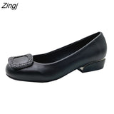 Women Fashion Red Pu Leather Short Square Heel Pumps Lady Casual High Quality Sky Blue Comfort Office
