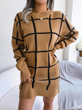 Shooting 2025 Autumn And Winter Casual Hit Lattice Long Sleeve Bottom Sweater Skirt Women's