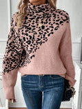And Winter New Jacket Sweater High-Necked Leopard Long-Sleeved Loose Fashion Casual